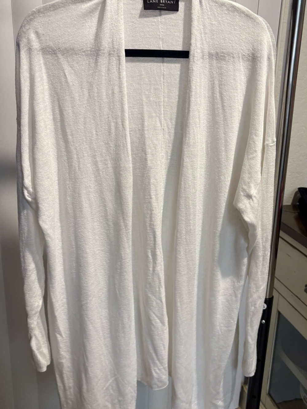 Lane Bryant Cream Open-Front Lightweight Cardigan